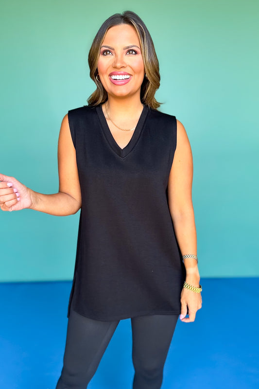 SSYS V Neck Sleeveless Air Tent Top In Black