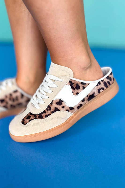 Beige Animal Print Slip On Sneakers