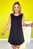 SSYS Jules Shift Faux Button Dress In Black