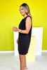 SSYS Jules Shift Faux Button Dress In Black