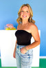 Black Reversible Ruched Side Strapless Top, ssys by mallory fitzsimmons