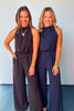 Navy Crepe Sleeveless Elastic Jumpsuit *FINAL SALE*