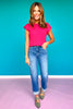 SSYS Colby Cable Knit Short Sleeve Sweater In Pink