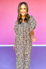 Animal Print Dolman Short Sleeve Smocked Midi Dress