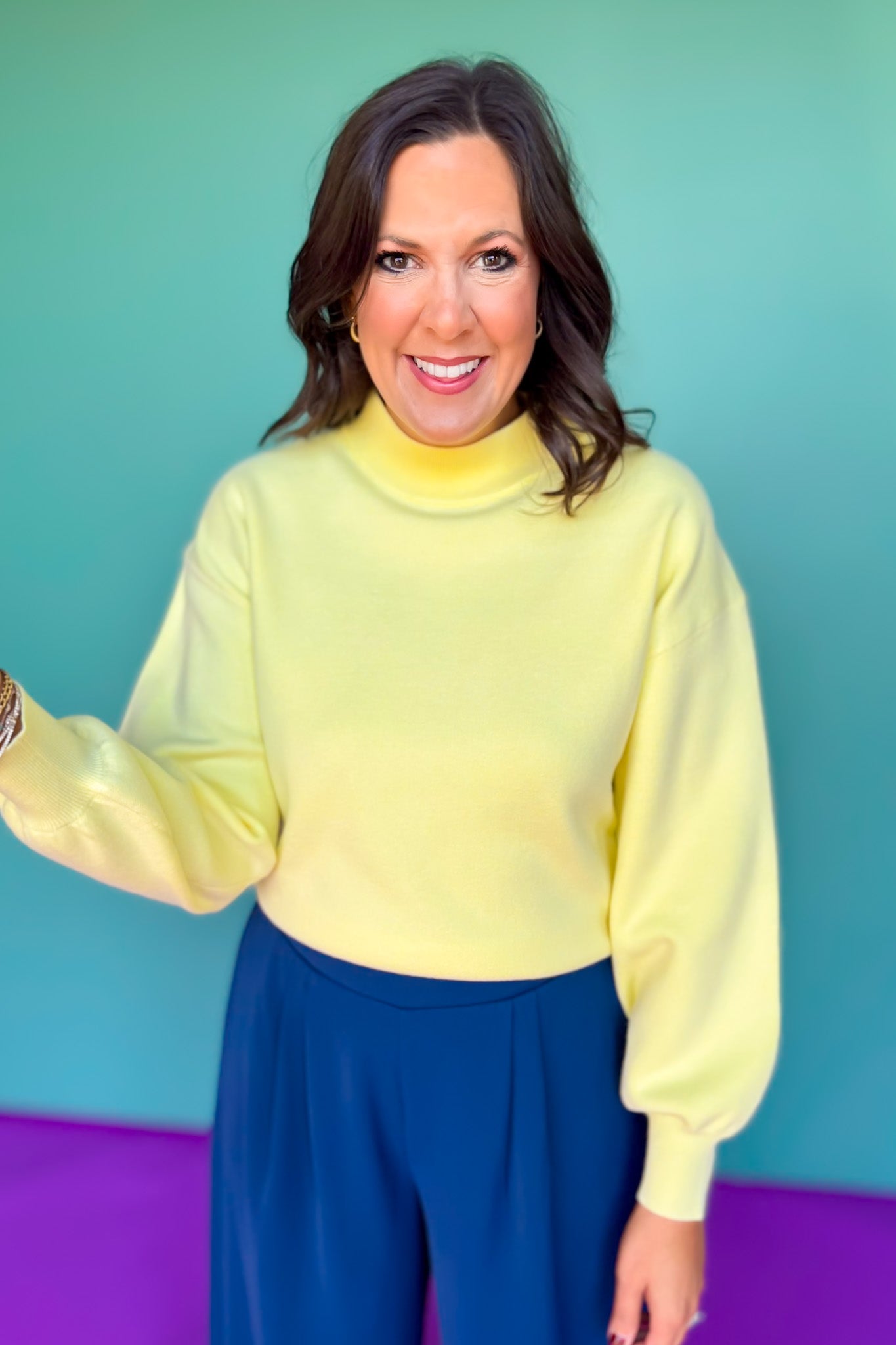 SSYS Merritt Mock Neck Sweater In Butter Yellow