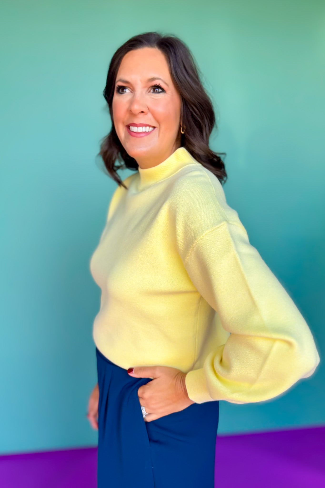 SSYS Merritt Mock Neck Sweater In Butter Yellow