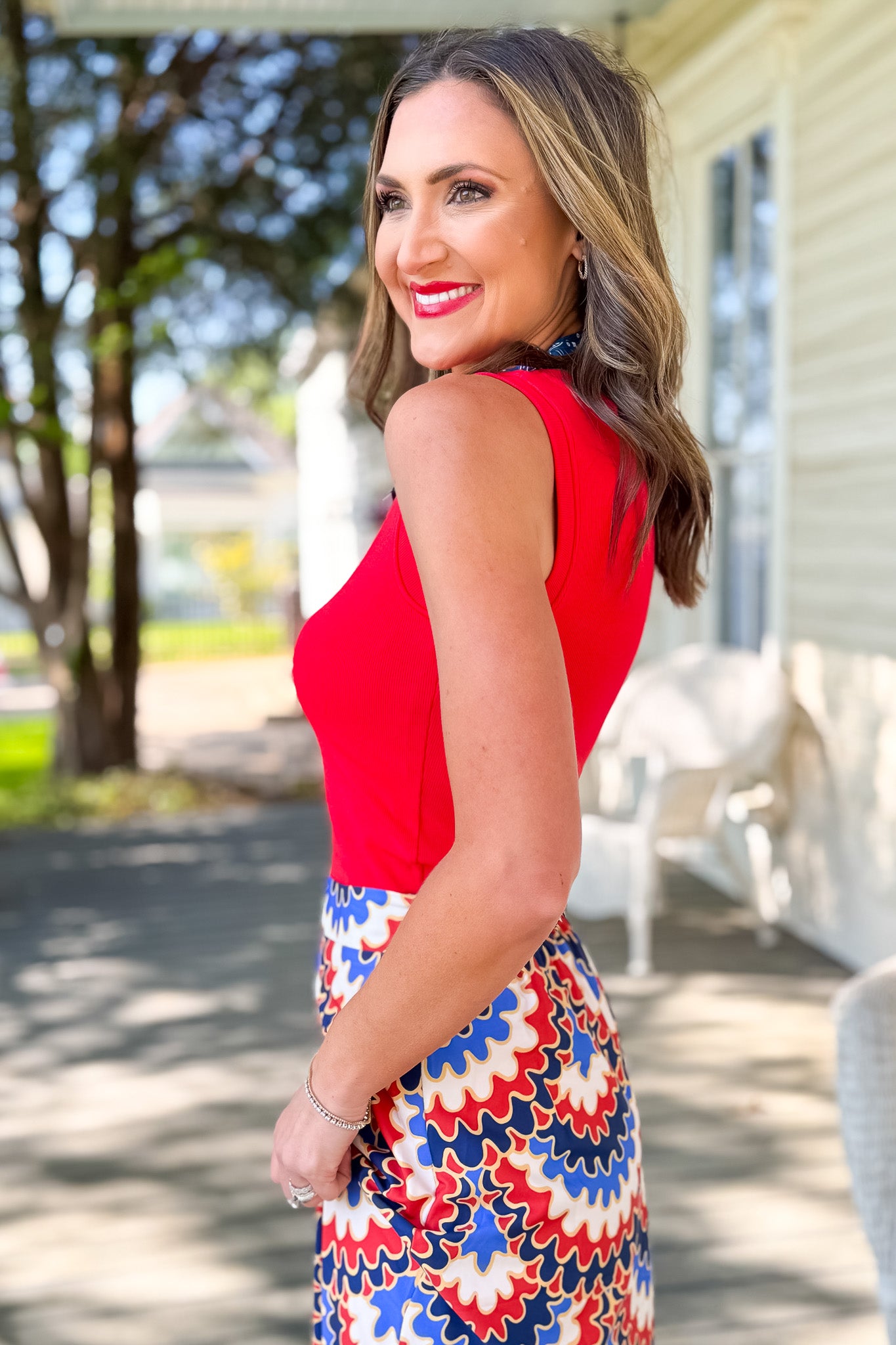SSYS Ribbed Crew Neck Sleeveless Tank In Red