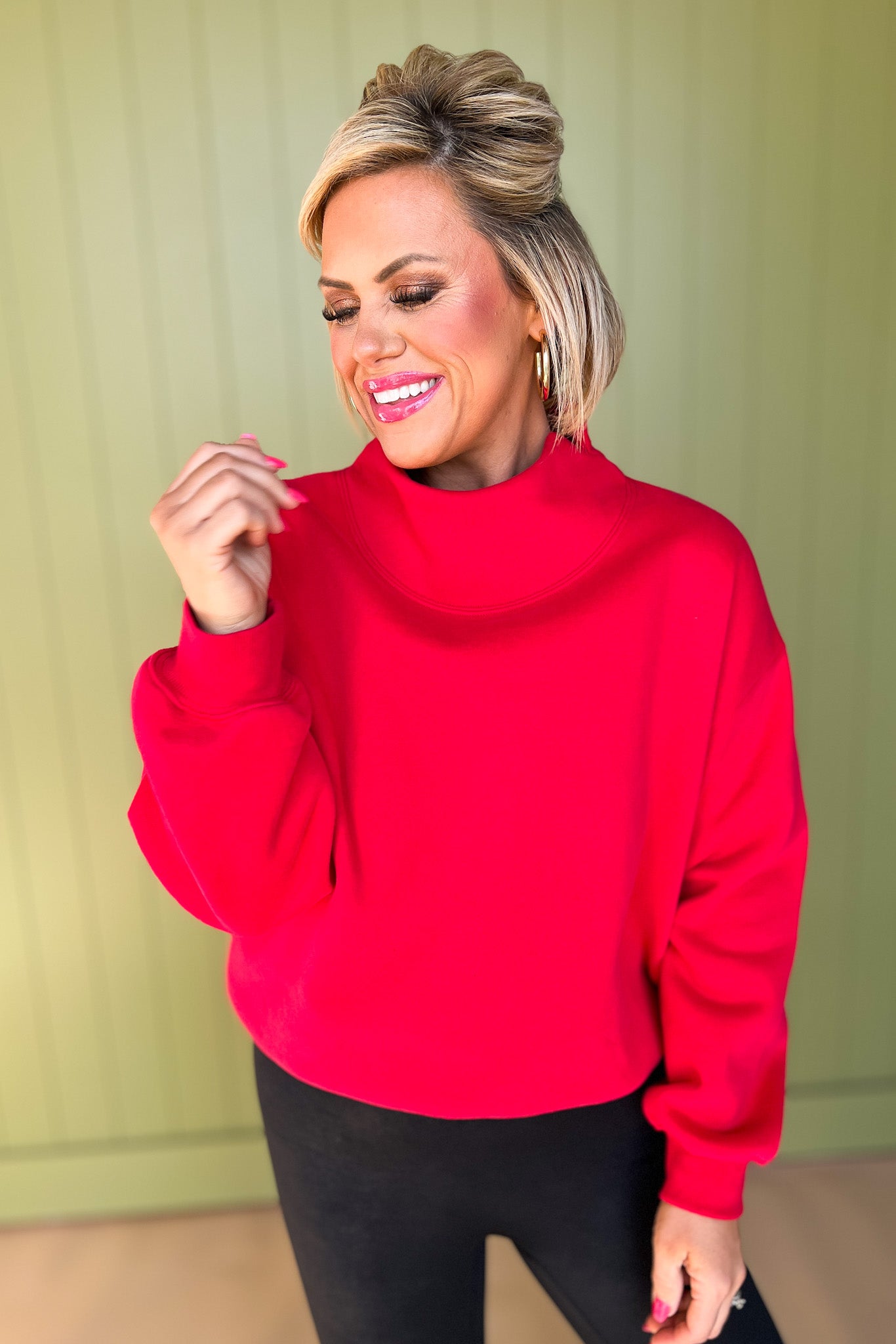 SSYS Wesley Mock Neck Pullover In Red