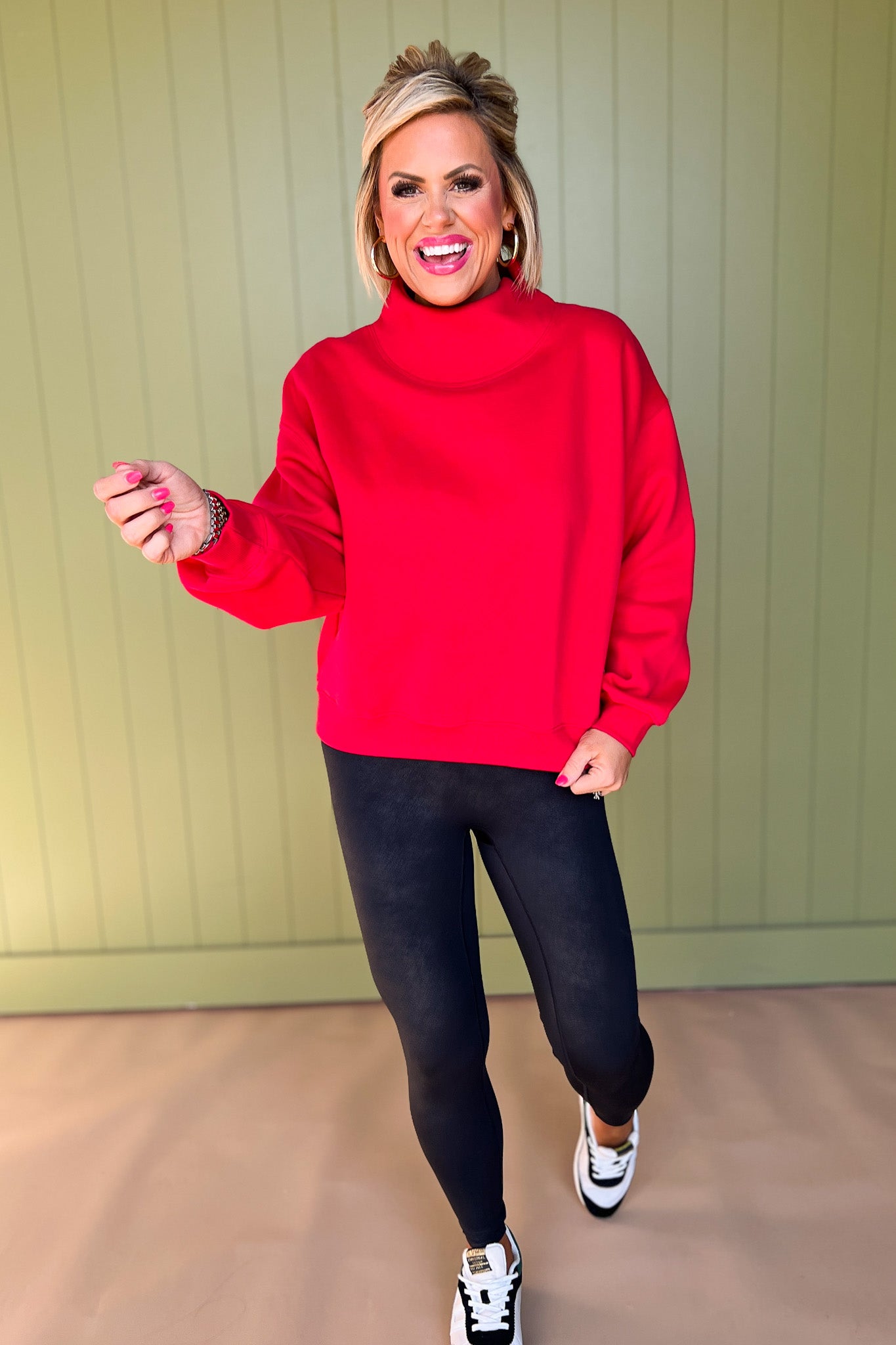 SSYS Wesley Mock Neck Pullover In Red