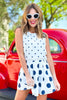 SSYS Matilda Polka Dot Top In White Navy
