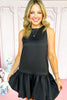 Black Satin Hammered Texture Bubble Dress, wedding guest, occasion dress, easy to wear, ssys by mallory fitzsimmons