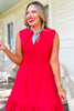 SSYS Honor Peter Pan Collar Smocked Tiered Dress In Red, easy to wear dress, elevated details, ssys design, ssys by mallory fitzsimmons