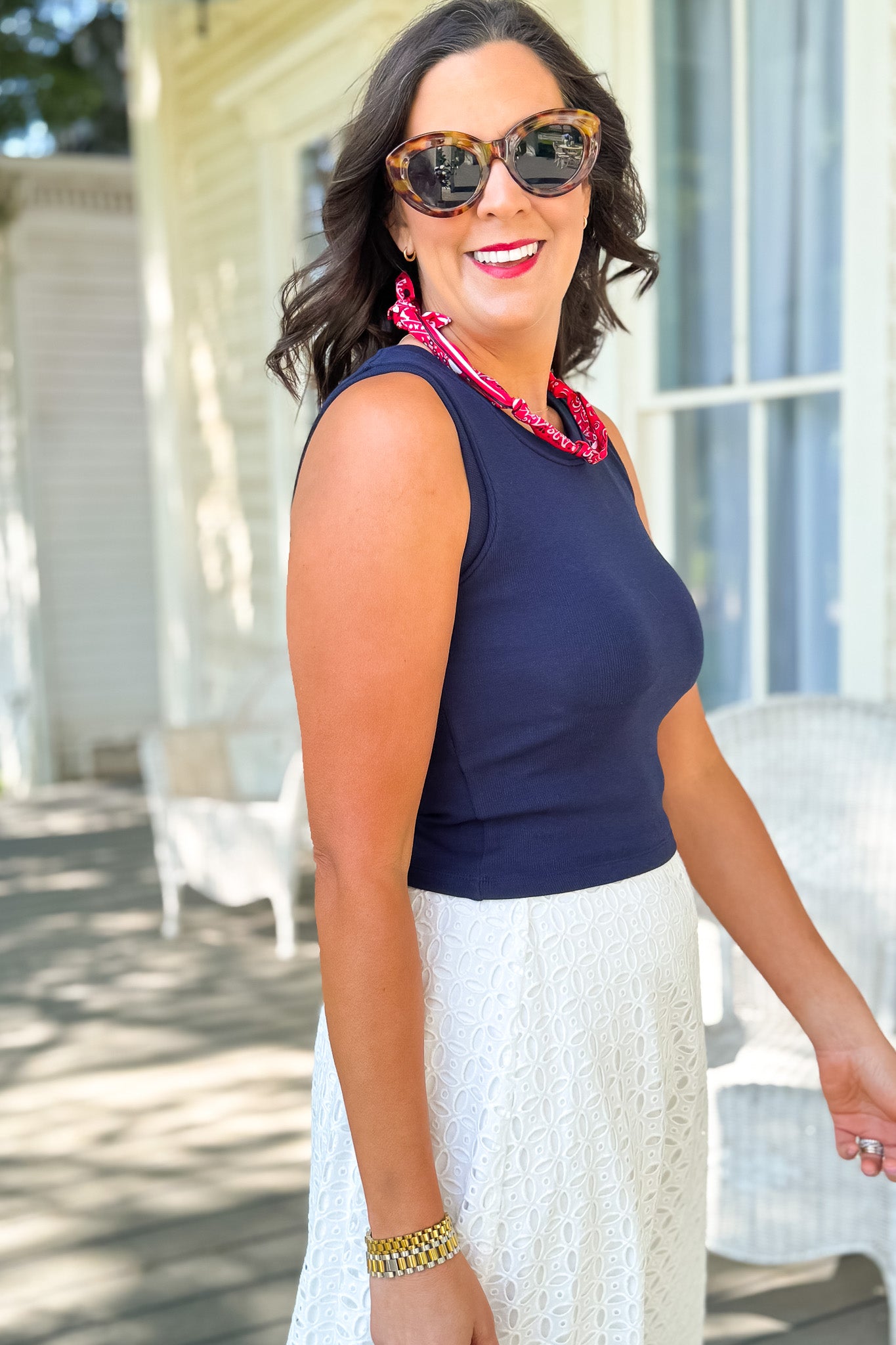 SSYS Ribbed Crew Neck Sleeveless Tank In Navy