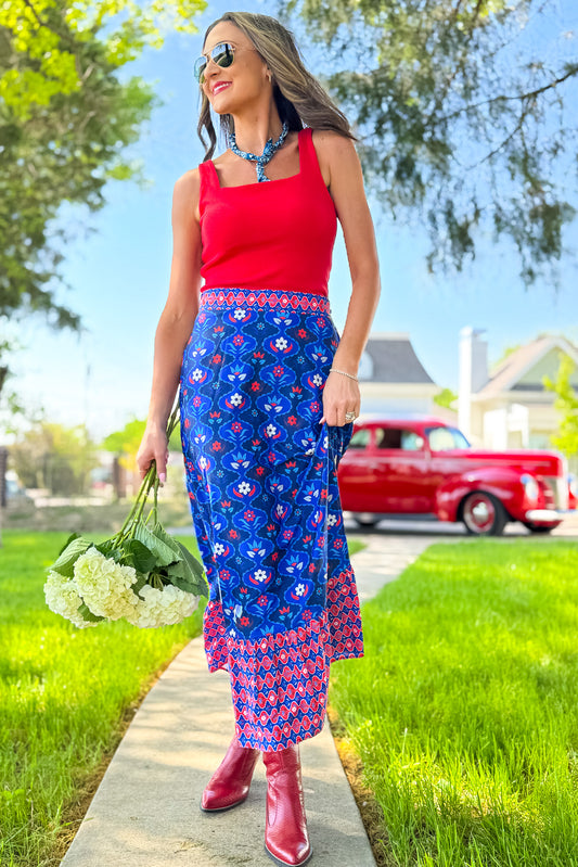 SSYS Red Ribbed Square Neck Padded Tank, easy to wear, summer essential, ssys by mallory fitzsimmons