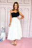 Black Woven Strapless Bow Bodice Full Skirt Midi Dress *FINAL SALE*