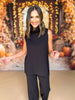 SSYS The Lynn Sleeveless Mock Neck Wide Leg Pants Knit Set In Black, perfect set, luxe fabric set, cozy set, perfect fall set, must have set, elevated basics, fall basics, SSYS the label by mallory fitzsimmons