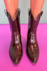 Shu Shop Brown Faux Croc Western Boots