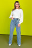 Denim Mid Rise 90's Straight Side Snap Button Slit Jeans *FINAL SALE*