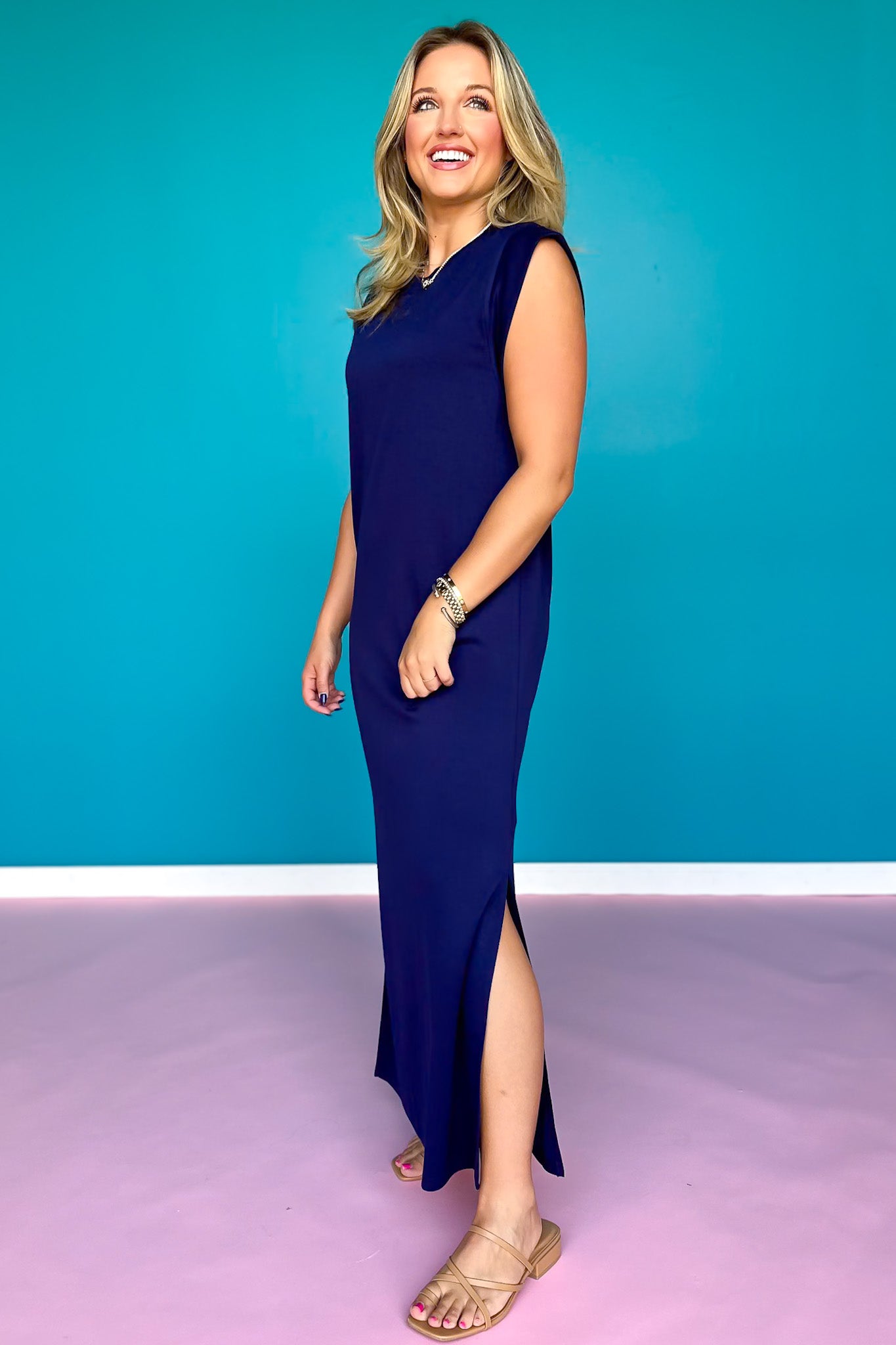 SSYS June Air Midi Dress In Navy