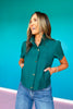 SSYS Rory Puff Sleeve Button Down Top In Dark Teal