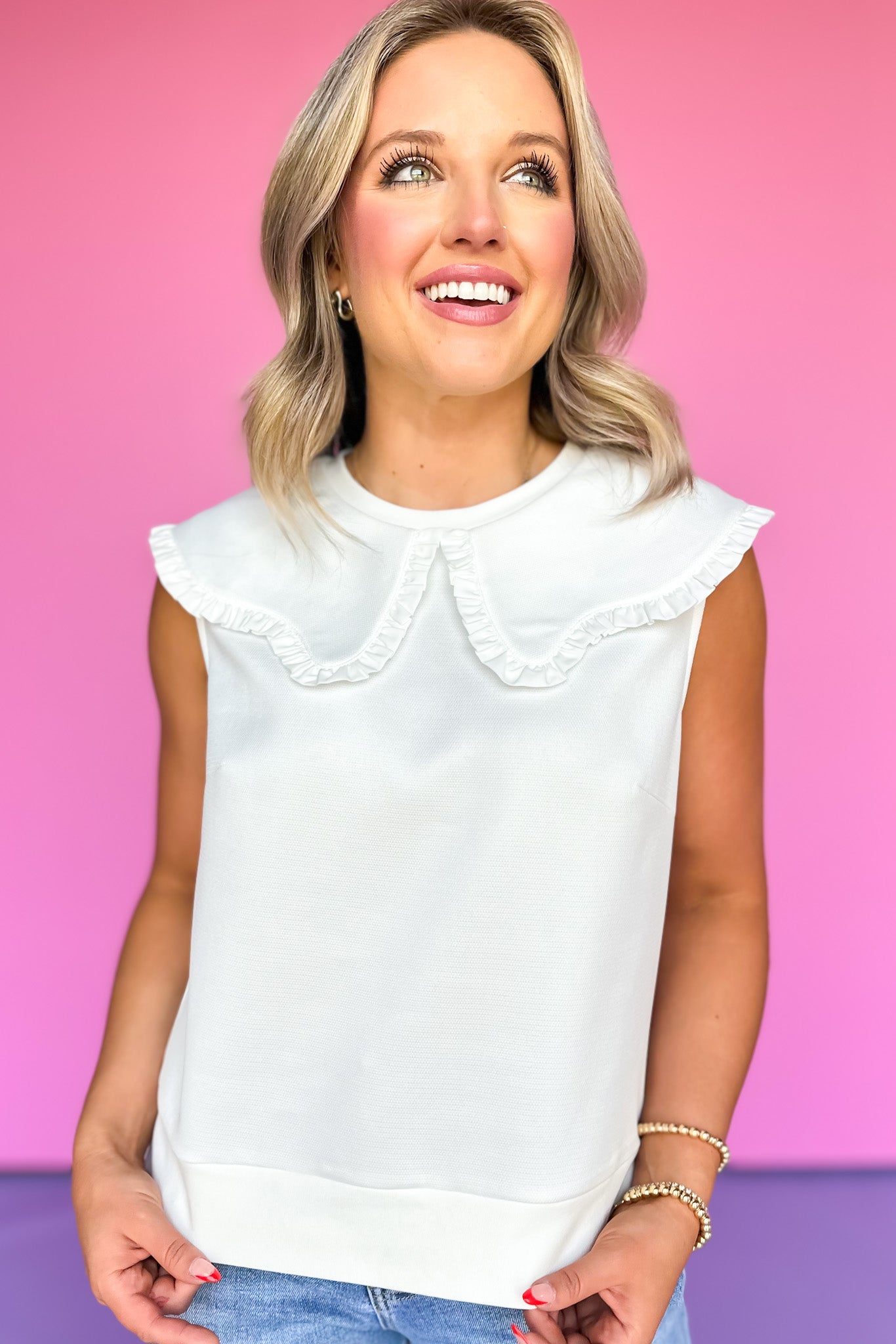 SSYS Sleeveless Solid Pippa Top In White
