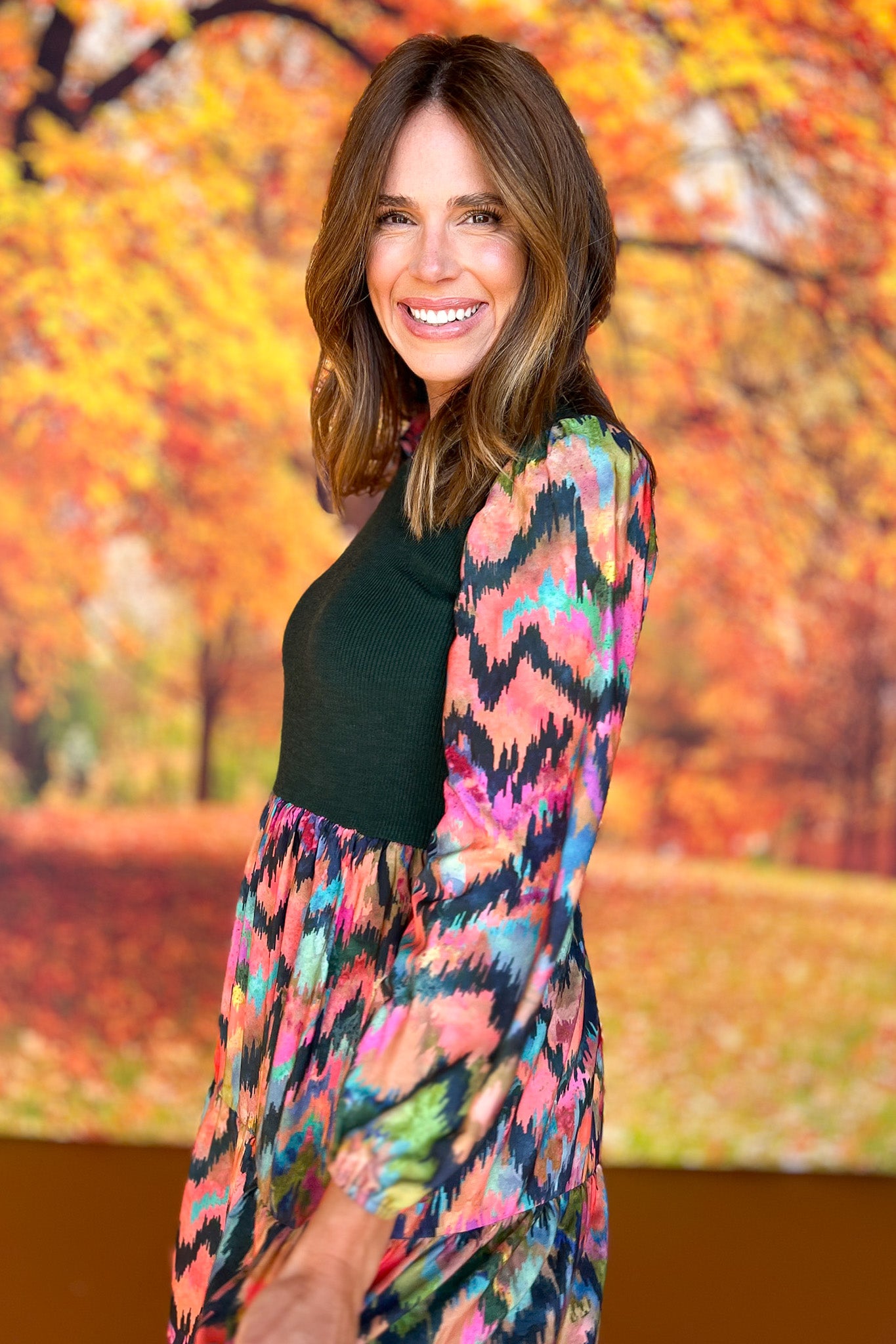 SSYS Hillary Hunter Knit Top Ikat Print Midi Dress *FINAL SALE*