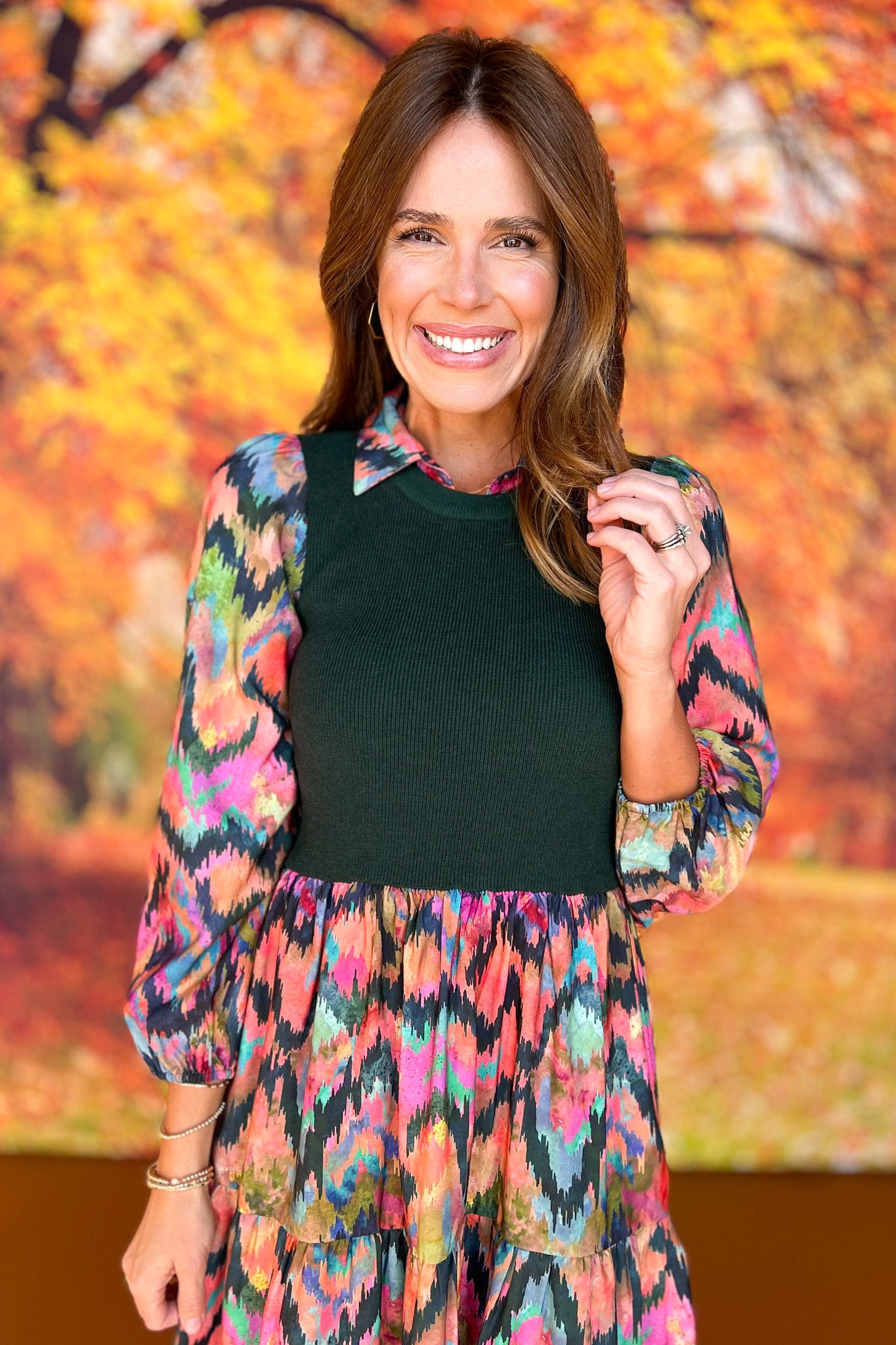 SSYS Hillary Hunter Knit Top Ikat Print Midi Dress *FINAL SALE*