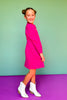 SSYS Kids Lainey Long Sleeve Dress In Magenta