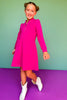 SSYS Kids Lainey Long Sleeve Dress In Magenta