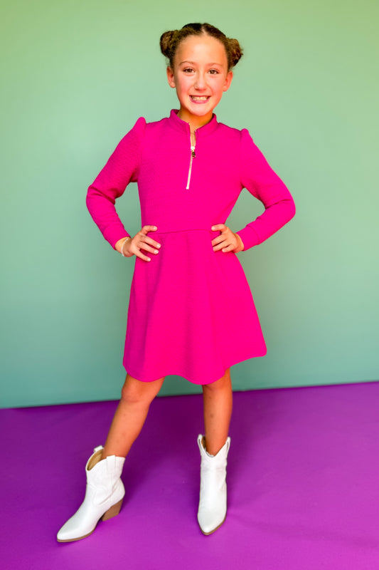 SSYS Kids Lainey Long Sleeve Dress In Magenta