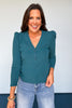 SSYS The Cece Knit Puff Long Sleeve Top In Teal, must have top[, must have fall top, must have basic, perfect basic top, elevated basics, chic basic top, SSYS the label, SSYS by mallory Fitzsimmons
