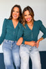 SSYS The Cece Knit Puff Long Sleeve Top In Teal, must have top[, must have fall top, must have basic, perfect basic top, elevated basics, chic basic top, SSYS the label, SSYS by mallory Fitzsimmons