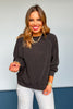 black Washed Ribbed Knit Accent Sweatshirt, must have sweat shirt, perfect fall top, must have fall top, elevated basic top, elevated everyday wear top, easy to wear top, cozy fall top, comfy fall top, SSYS by mallory fitsimmons