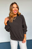 black Washed Ribbed Knit Accent Sweatshirt, must have sweat shirt, perfect fall top, must have fall top, elevated basic top, elevated everyday wear top, easy to wear top, cozy fall top, comfy fall top, SSYS by mallory fitsimmons