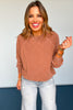 brown Washed Ribbed Knit Accent Sweatshirt, must have sweat shirt, perfect fall top, must have fall top, elevated basic top, elevated everyday wear top, easy to wear top, cozy fall top, comfy fall top, SSYS by mallory fitsimmons