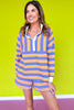 SSYS Landon Color Block Stripe Rugby Top And Short Set In Sherbet Periwinkle