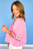 Pink Eyelet Detail Pleat Short Sleeve Top *FINAL SALE*