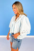 Blue Eyelet Detail Pleat Short Sleeve Top *FINAL SALE*