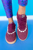 Maroon Faux Suede Lace Detail Sneakers