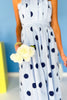 Blue Polka Dot Pleated Bodice Midi Dress *FINAL SALE*