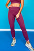 SSYS Maroon Tulip Hem Pink Lime Trim Leggings