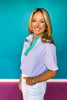 SSYS Brooke Seersucker Mint Contrast Ribbed Top In Purple