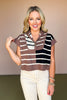 Brown Ribbed Stripe Colorblock Half Zip Short Sleeve Sweater Top, must have top, new top, new fall top, on tend top, just have fall fashion, SSYS by mallory Fitzsimmons