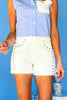 Off White Denim High Waist Accented Metallic Stud Shorts *FINAL SALE*