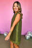 SSYS The Vivian Lightweight Air Faux Leather Trim Shoulder Pad Dress In Olive, ssys the label, leather detail dress, night out style, chic style, elevated dress, fall style, fall fashion, must have dress, mom style, mom fashion, affordable fashion, ssys by mallory fitzsimmons