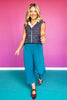 SSYS Nora Tweed Top Vest In Navy Teal