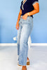 Vervet Super High Rise Raw Hem Cropped Wide Leg Jeans