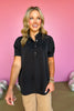 SSYS The Marley Button Puff Sleeve Top In Black, ssys the label, ssys top, marley top, work top, work wear, office top, office wear, elevated top, fall fashion, mom style, ssys by mallory fitzsimmons