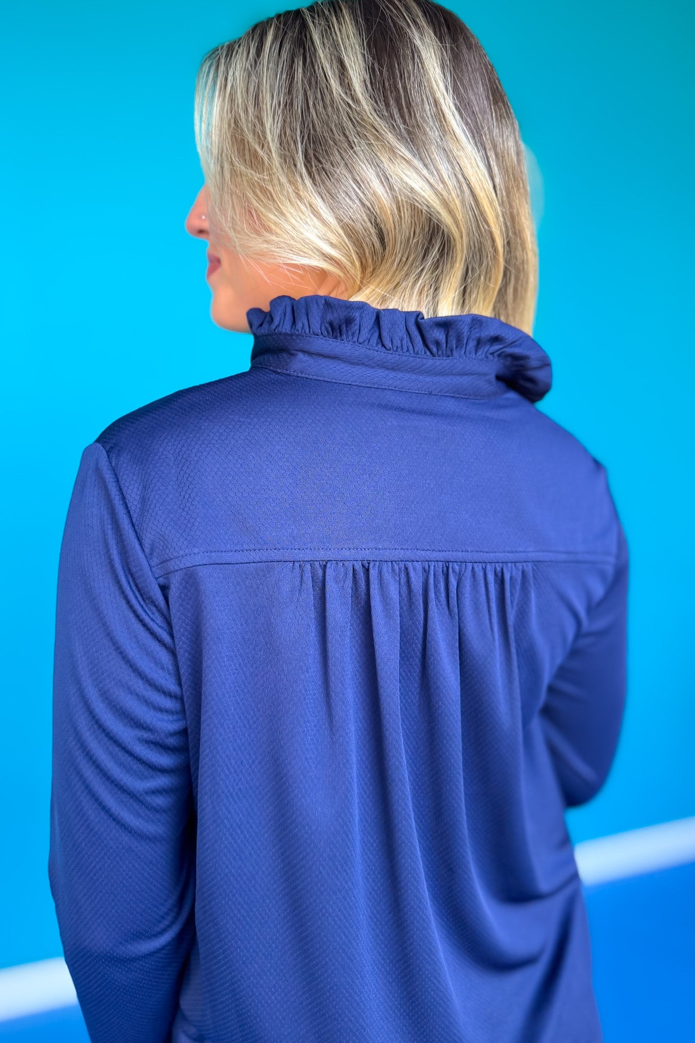 SSYS Honeycomb 1/2 Zip Long Sleeve Active Top In Navy