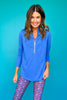 SSYS Honeycomb 1/2 Zip Long Sleeve Active Top In Blue